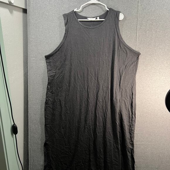 Candace Cameron Bure Sunkissed Regular Midi T-Shirt Dress Washed Black Size 3X - Picture 1 of 14